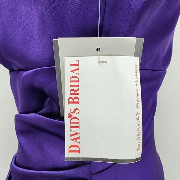 David's Bridal Dress Size 2 Women’s Purple One-Shoulder Stretch Satin New - Picture 7 of 14